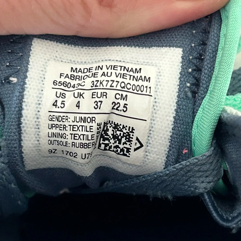 Converse All Star Low Top Kids Gray & Teal Sneakers ‎ Sz 4.5